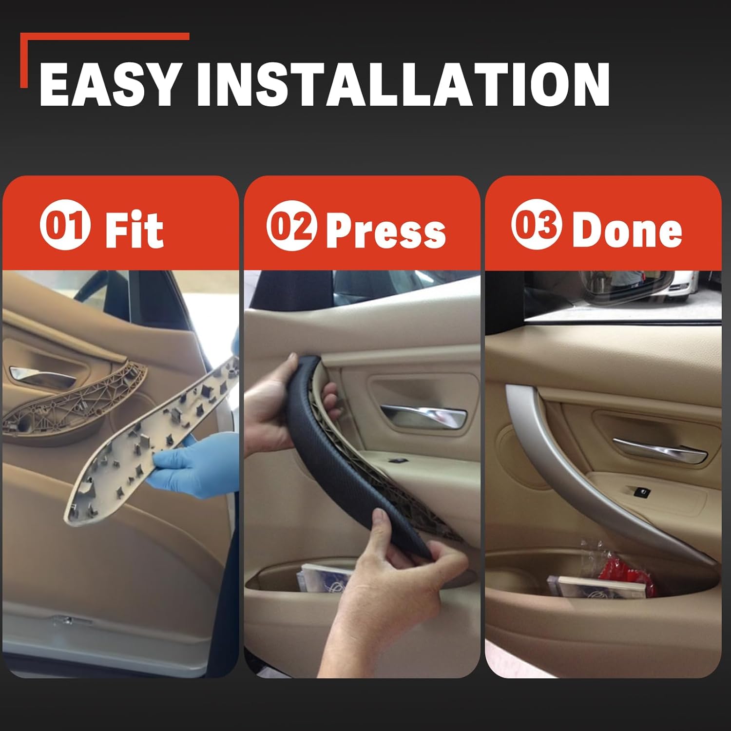 USTAR Carbon Fiber Door Pull Handle Cover Fit for BMW F30 F31 F34 F80 3 Series 320 328 330 335 M3 2012-2018 and BMW F32 F33 F36 F82 F83 4 Series 428 435 M4 2014-2017 51417275488 51417275487