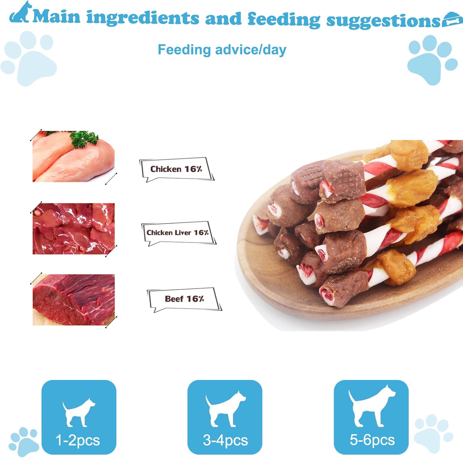 Dog Treats Training Snacks Triple Flavored Rawhide Dog Kabobs 1lb/454g (Pack of 2)