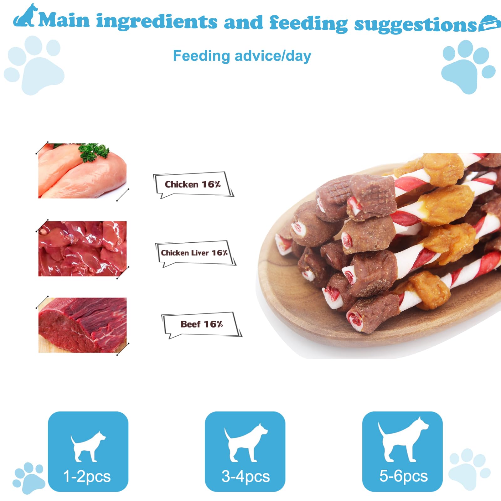 Puppy Training Snacks Dog Triple-Flavor Chews, Chicken, Duck and Chicken Liver Palitos de Cuero Crudo 1lb/454g