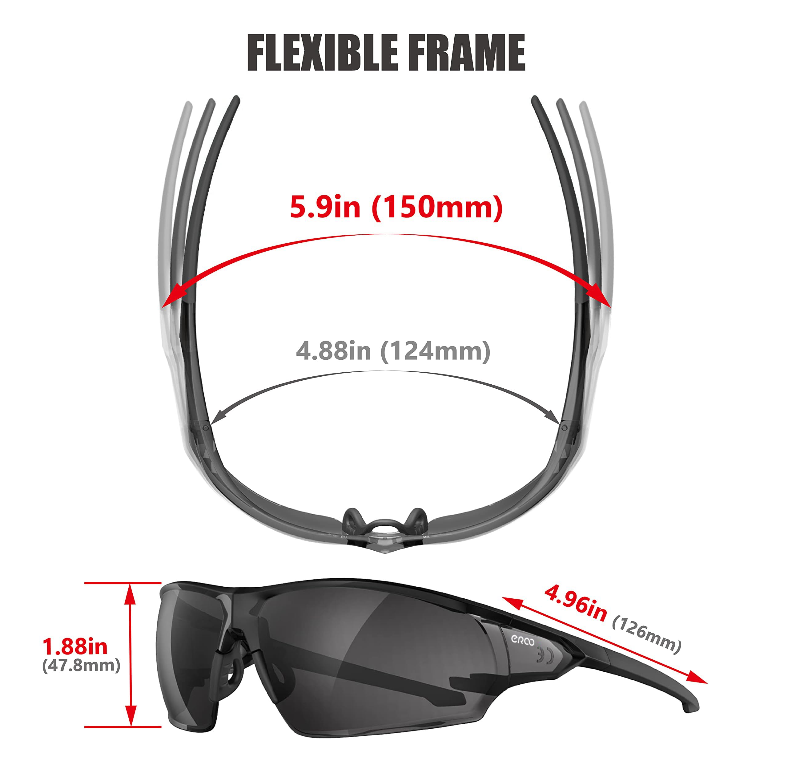 EAZYRUN S2492 Kleine Baseball-Sonnenbrille für Damen, Herren, Jugendliche, UV-400-Schutz, Softball, Radfahren, Laufen und Outdoor-Sportarten