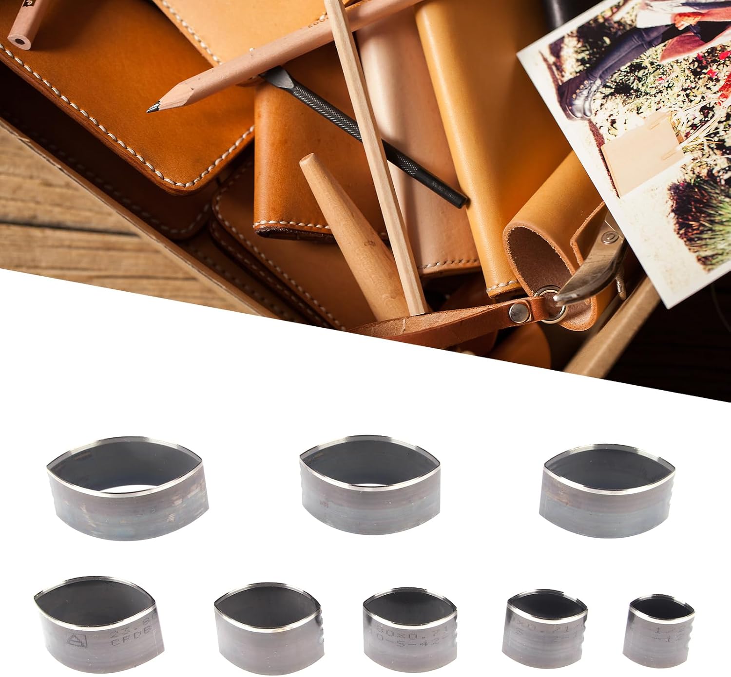 8pcs Leather Punch Mold Leather Die Cutters High Carbon Steel Hollow Cutting Die for Crafts Bag Belt Wallet Leathercraft Supplies