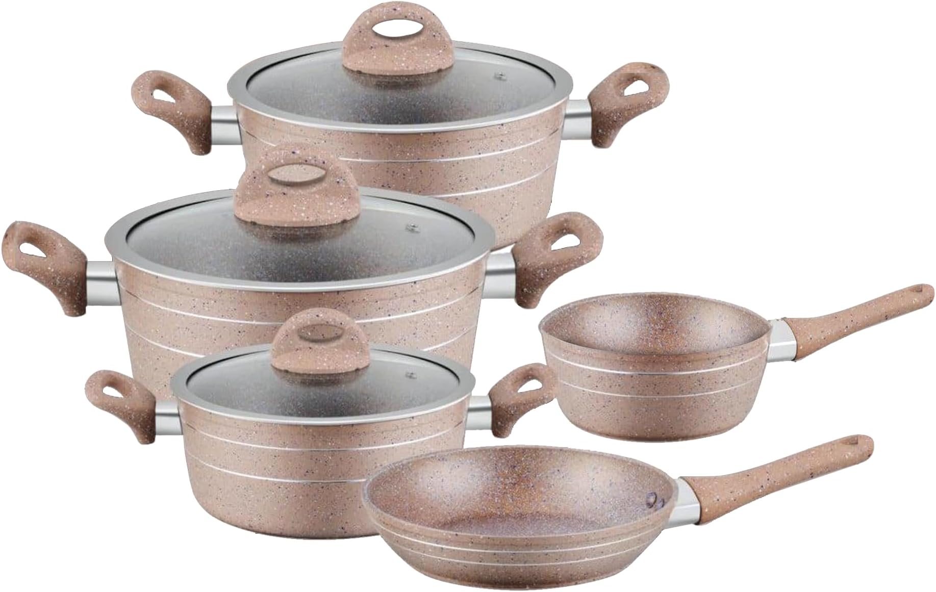 EASY COOK Granite Coated Smart Cookware Set, 10 Pieces, 30cm and 24cm Casserole