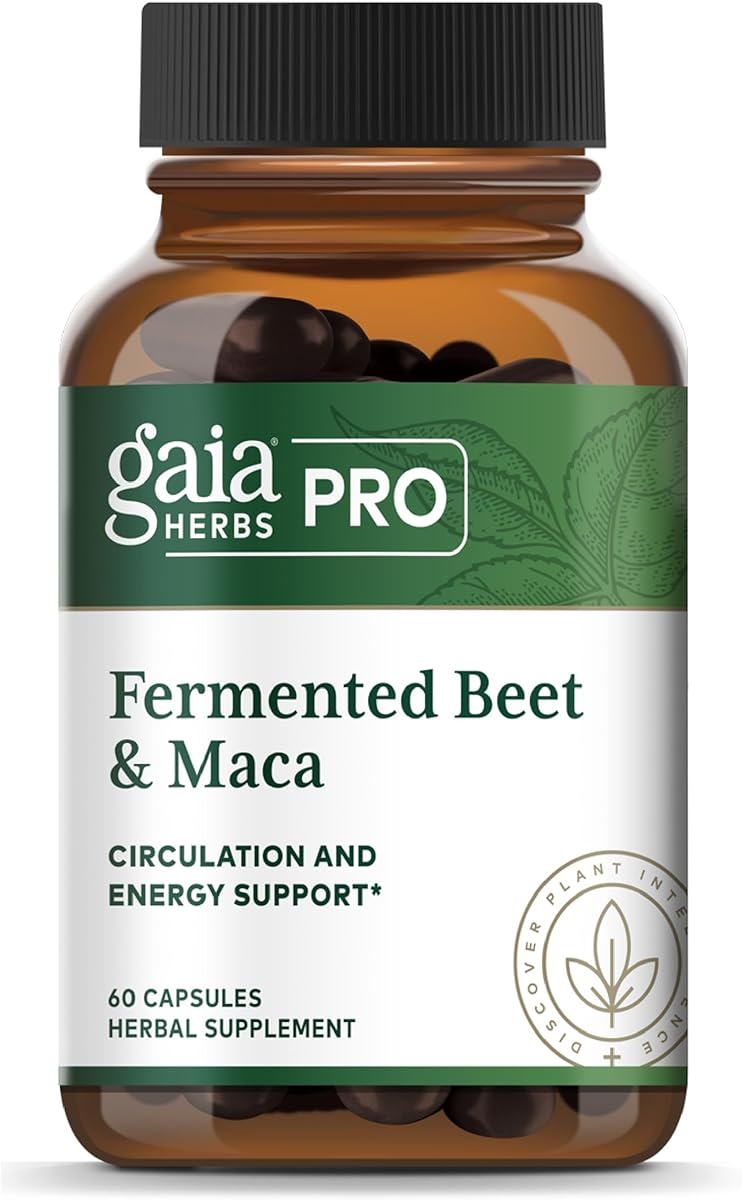GAIA HERBS PRO Fermented Beet & Maca - Healthy Energy & Circulation Support Supplement* - Kidney Health Supplement with Beet & Carrot Root - Vegan, Gluten-Free, Soy-Free - 60 Capsules (30 Servings)