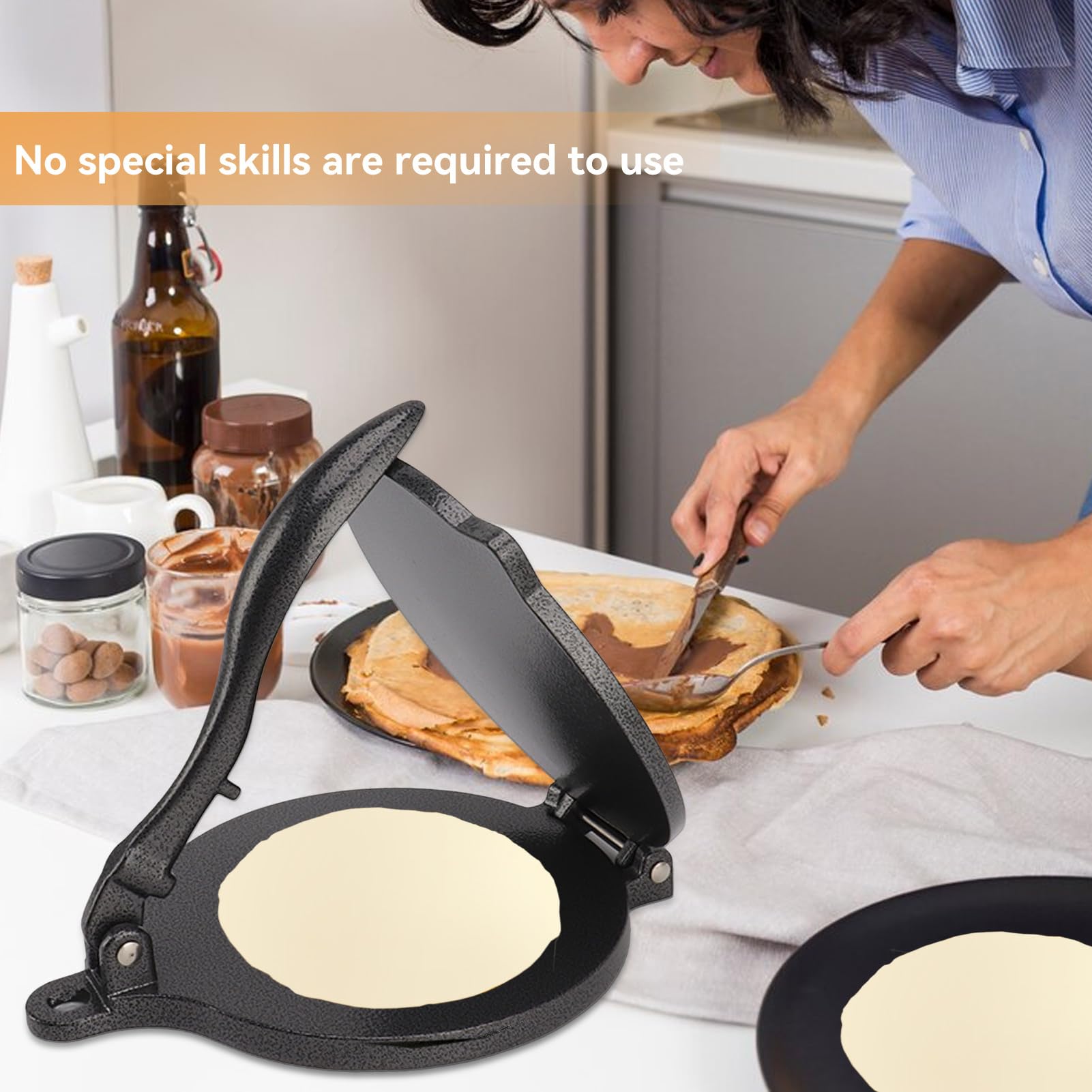 Prensa Para Tortillas, Máquina Para Hacer Tortillas Manual Roti Maker Prensa Para Masa Máquina Para Quesadillas Prensa Para Tortillas De Aleación De Aluminio Prensa Para Rotis Prensa(16cm-Negro)