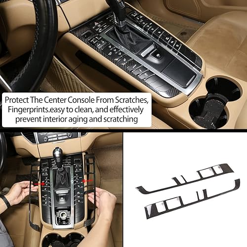 Miniatura 3 de 100% fibra de carbono real Car Styling Center Console Panel de cambio de marchas, decoración lateral, marco adhesivo para Porsche Macan 2014-2020