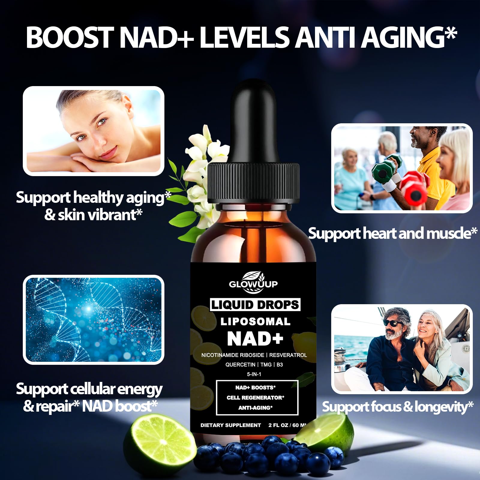 Nad Supplement for Women & Men, Liposomal Nad+ Plus Resveratrol Liquid — Amazon image 3