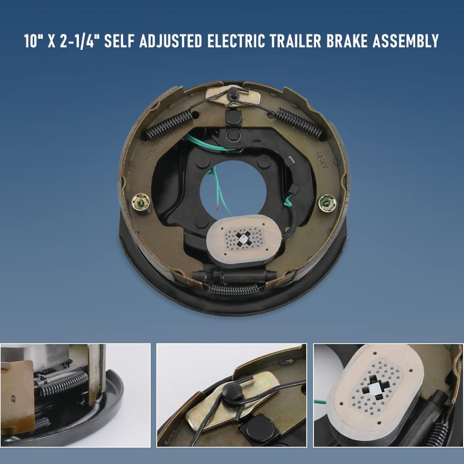 JDMSPEED Pair of 10 x 2-1/4 Self Adjusted Electric Trailer Brake Assembly Left and Right 3500lb Axle Trailer Brake Kit