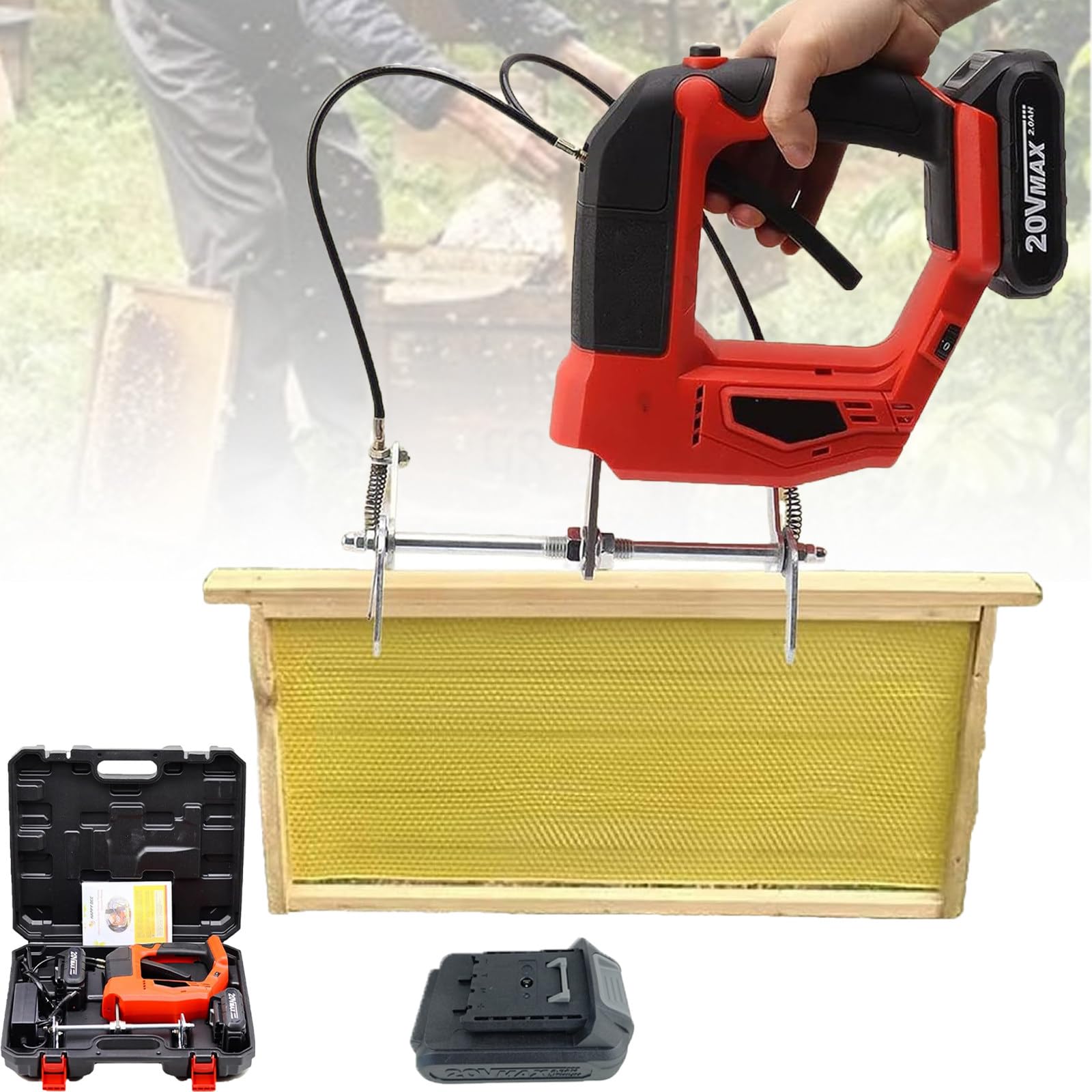 Atwynd Electric Beehive Frame Shaker, Bee Shaking Machine, Bee Remover Tool Red-1battery
