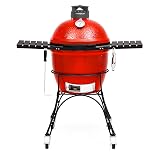 Kamado Joe KJ23RHC Classic II Smoker BBQ, Outdoor Charcoal Barbecue Grill In Red With Cast Iron Cart, Heat Deflectors And Ash Tool Classic Joe II w/ Stand