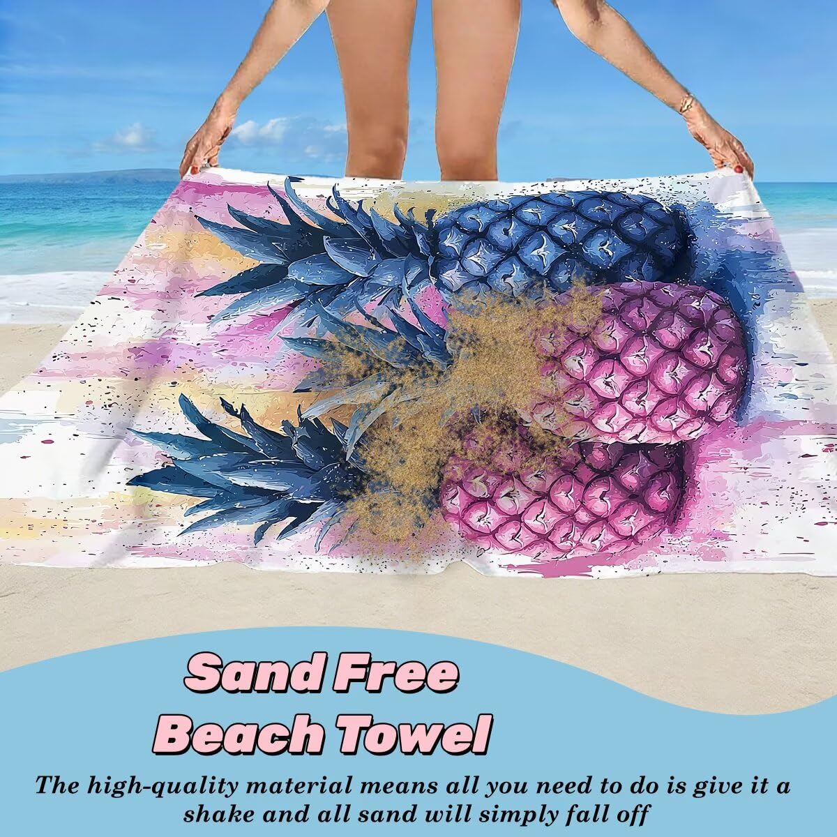 Ręcznik plażowy XXL, 90 x 180 cm, zestaw 2 sztuk, z mikrofibry, ananas, szybkoschnący, do sauny, fitness, bez piasku, ręcznik plażowy, do sauny, duży ręcznik kąpielowy, prezent dla kobiet -4681