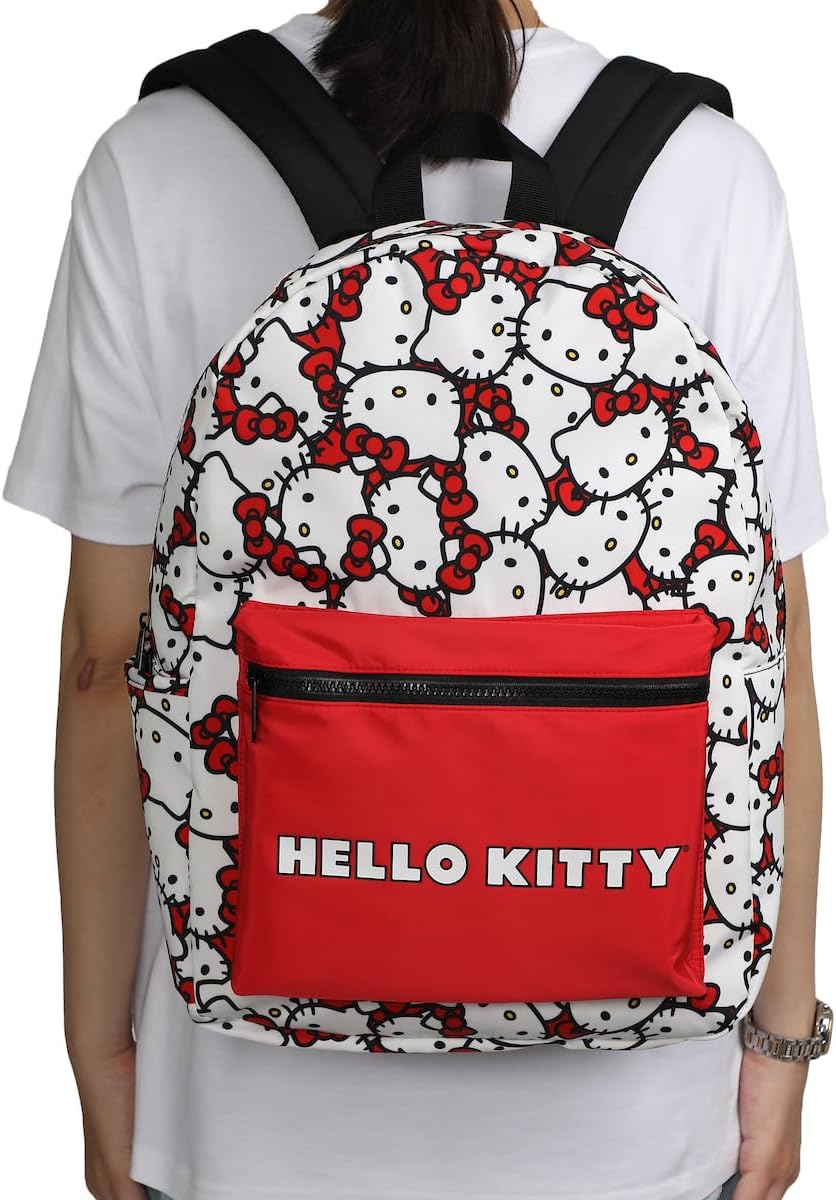 Bioworld Sanrio Hello Kitty Head Toss AOP with Hello Kitty Verbiage Travel Backpack