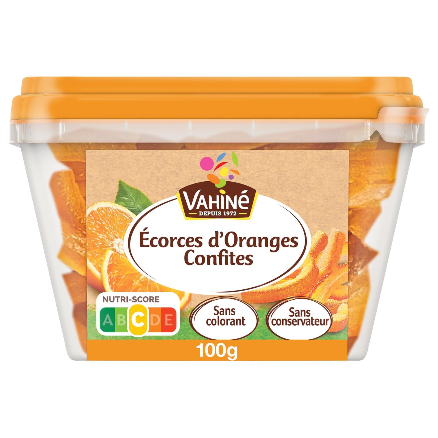 VAHINE - Écorces d'Orange Confites Sans Colorant - la boite de 100 g - Le Lot De 4