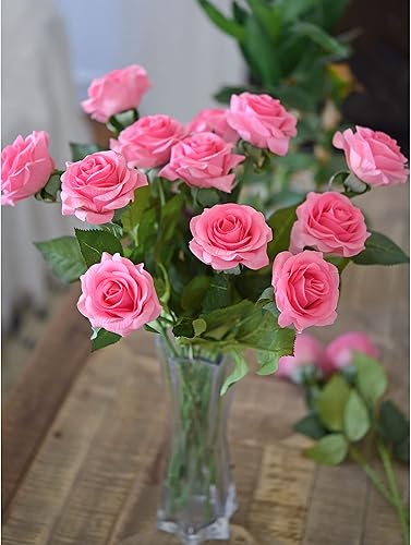 Miniatura 207 de FiveSeasonStuff 12 tallos de flores artificiales, rosas de seda de tacto real para decoración de bodas, ramos de novia, centros de mesa, fiestas y 9