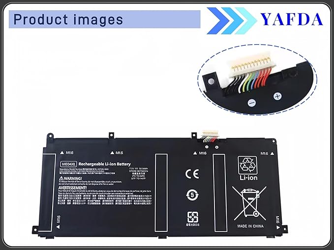 Batería Yafda ME04XL 50.04 Wh 7.7 V para HP Elite X2 1013 G3 miniatura 6