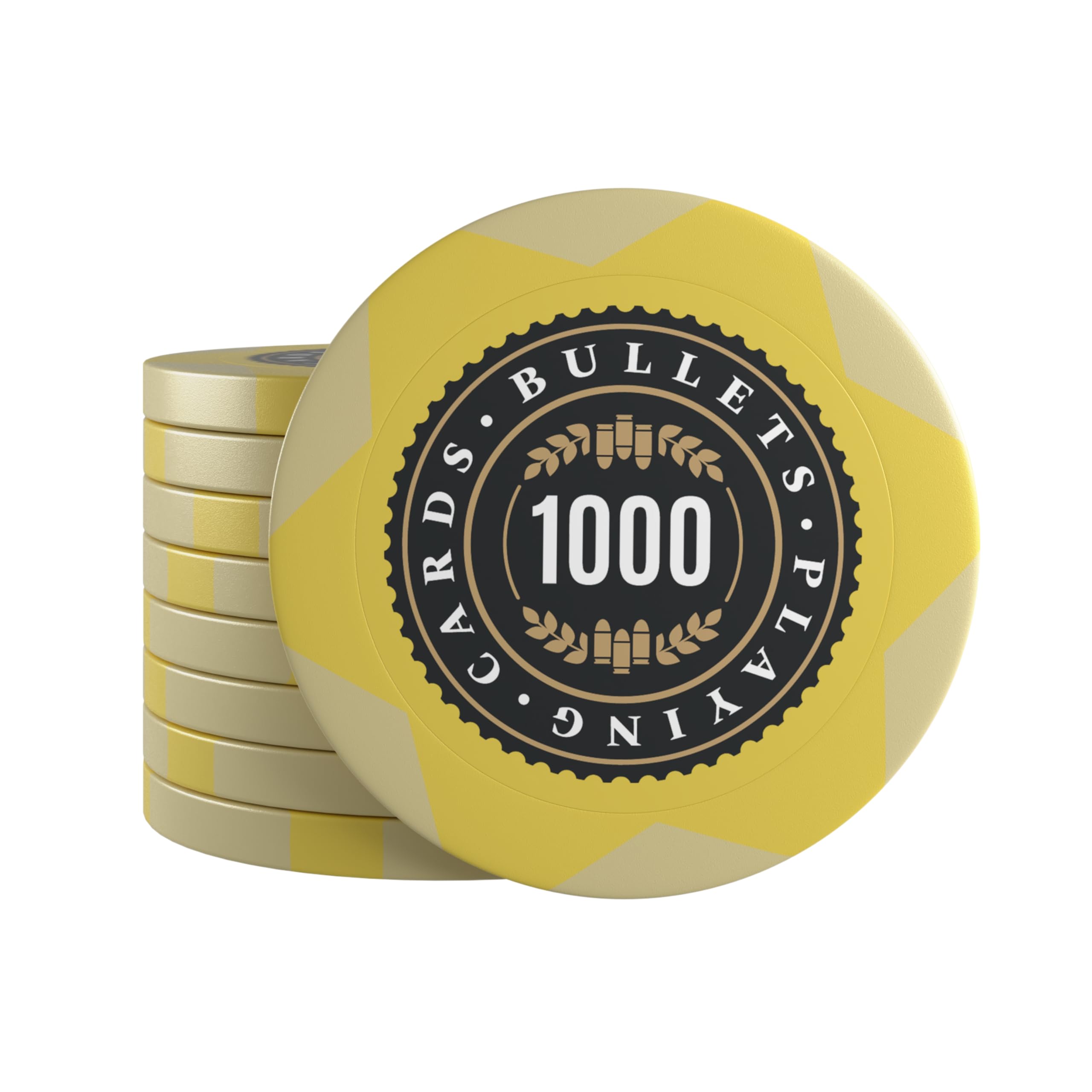 Bullets Playing Cards, 25 x Adriana Clay Poker Chips for Poker Set, Assorted Values, Diameter 4cm, Weight 14g (1000pcs)