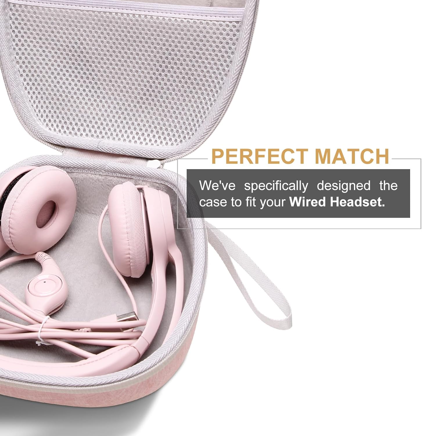 Headset Headphone Case Compatible with Logitech H390, H430, H570e, Zone 300, Zone 301 or JLab Go Work, JIAMQISHI, EAGLEND Headset, Pink(Case Only) - Image 4