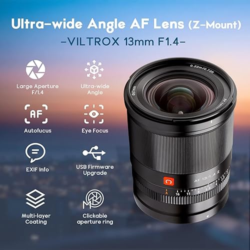 Miniatura 2 de VILTROX Lente gran angular de 0.512 in f1.4 F1.4 para cámara Nikon, lente APS-C de enfoque automático para cámara Nikon z Mount Z50 Z30 Z6II Z7II Z5