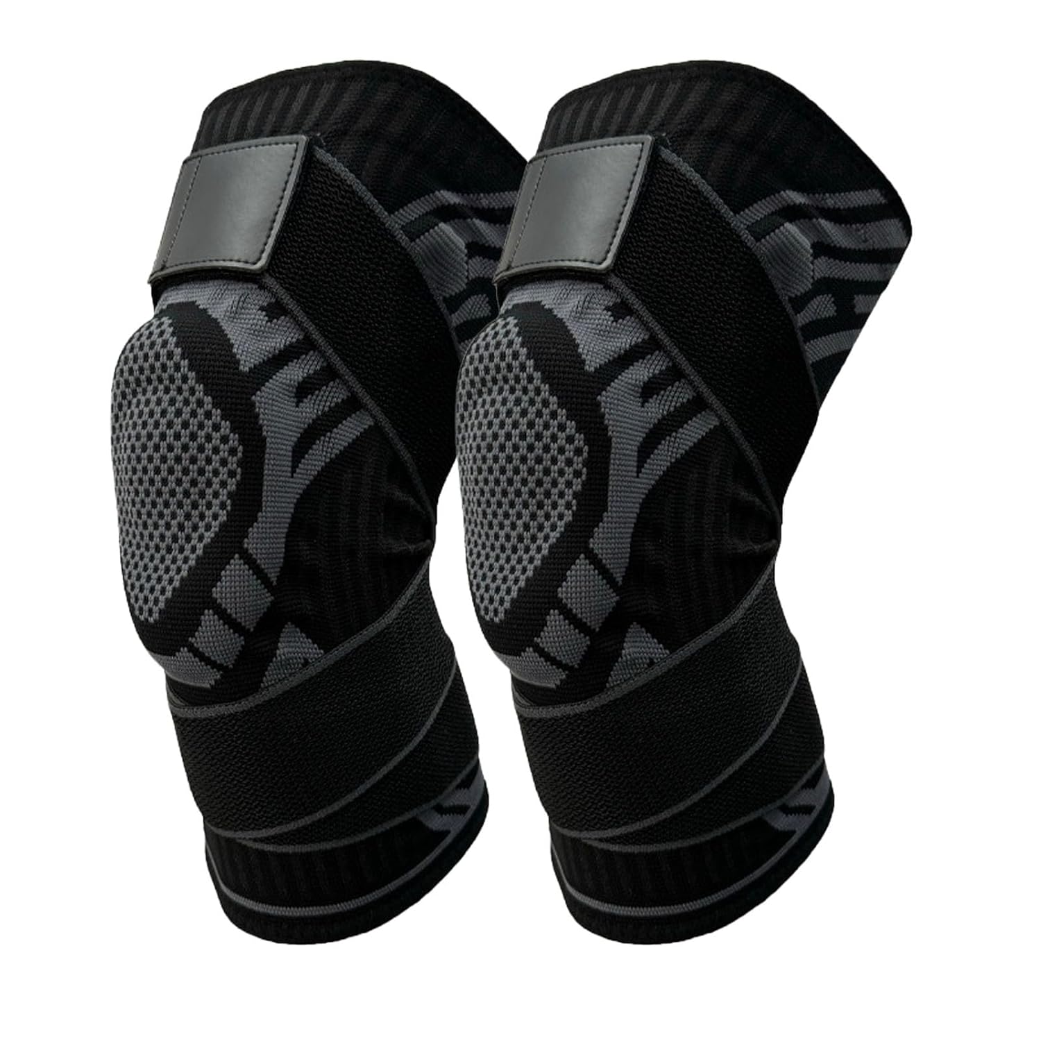 Knee joint bracket, Breathable Elastic Compression Knee Pad with Bilateral Spring-Supported Patella Gel Pads. High durability and performance suitable for jiu-jitsu, Muay Thai, wrestling, volleyball, running, cycling. Unisex (Black*2, X-Large)