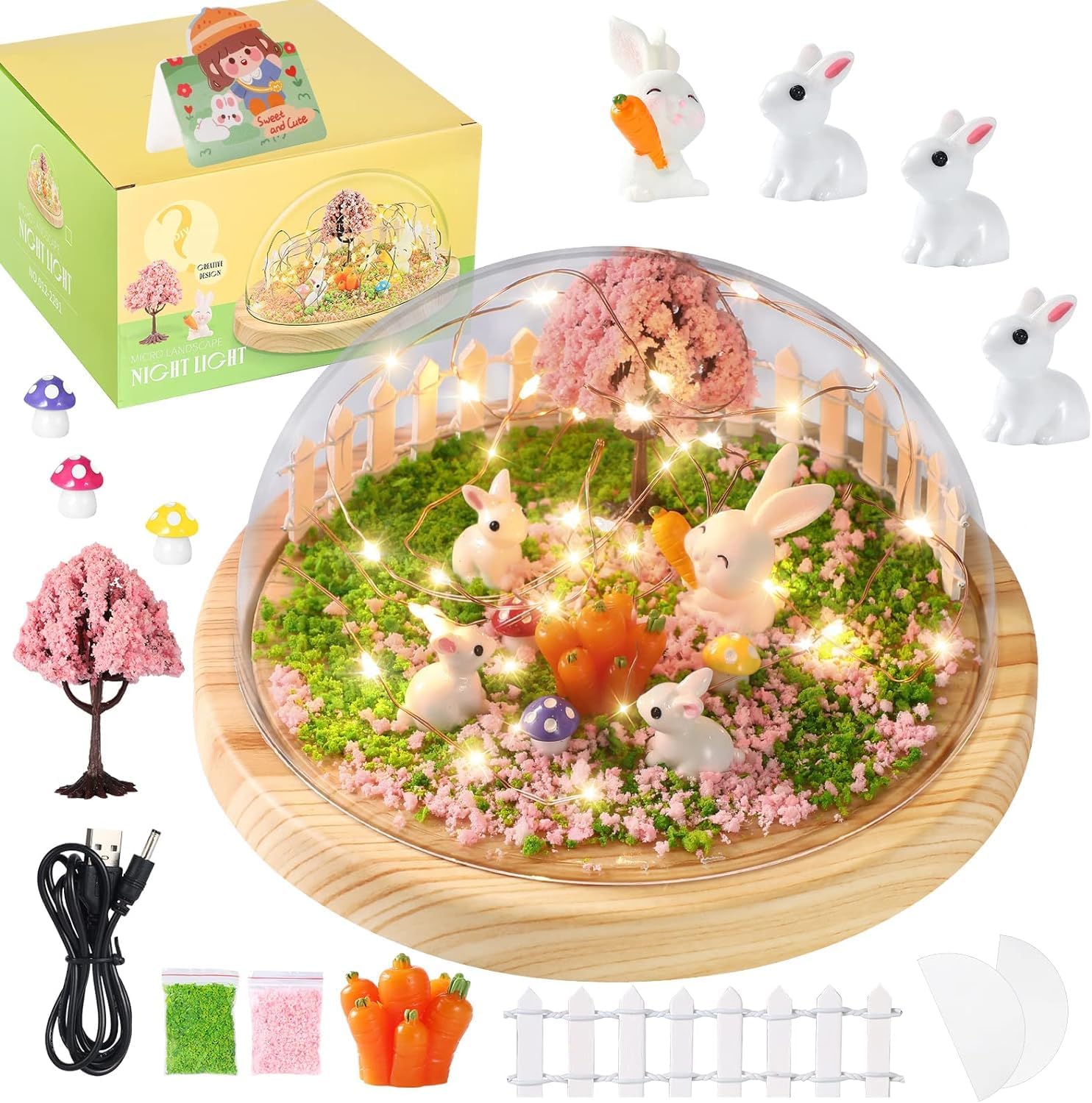Laclun Make Your Own Night Light，DIY Kits,Bunny Cat Toys for Kids Ages 4-8,Arts and Crafts