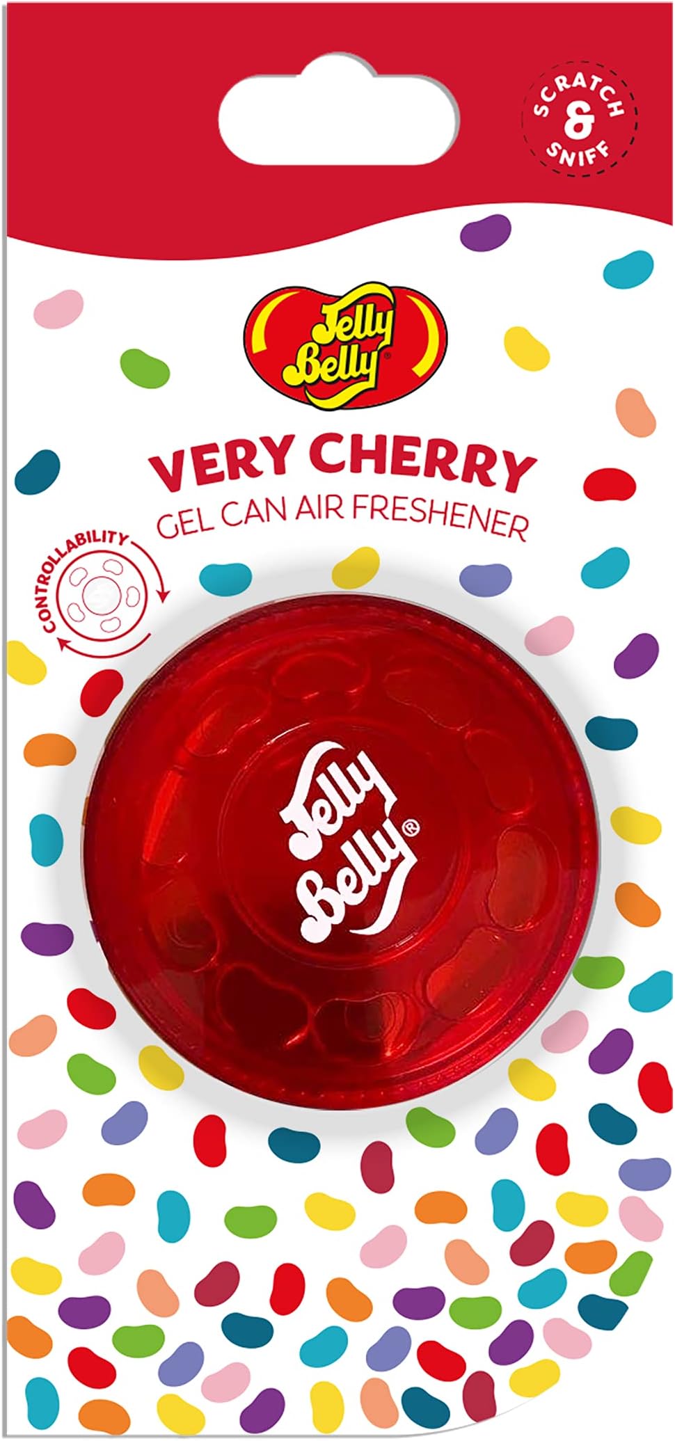 Jelly Belly Car Air Freshener - Very Cherry Gel Can Car Freshener. Car Scent Lasts Up To 30 Days, Air Freshener Car, Home or Office. Genuine Jelly Belly Car Air Fresheners for Women, Men and Kids