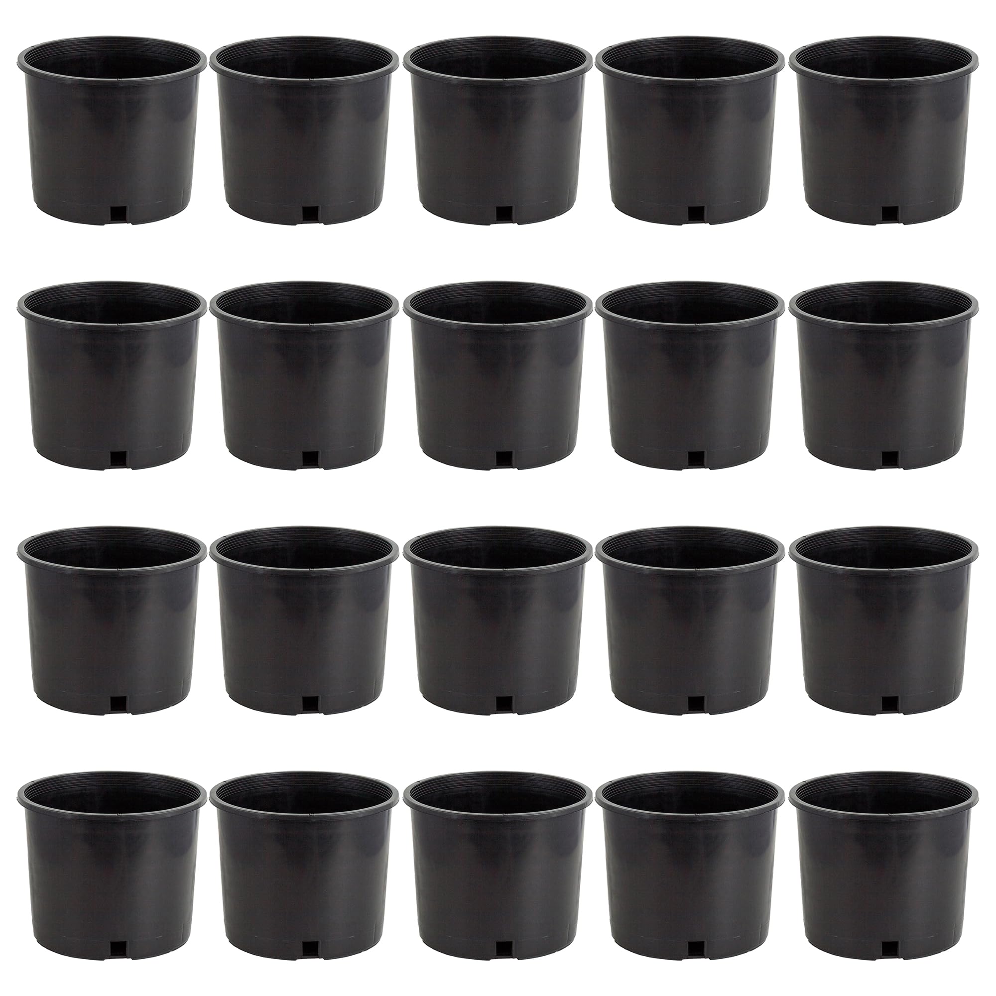 Pro Cal HGPK5PHD Round Circle 5 Gallon Wide Rim Durable Injection Molded Plastic Garden Plant Nursery Pot for Indoor or Outdoor (Set of 20)