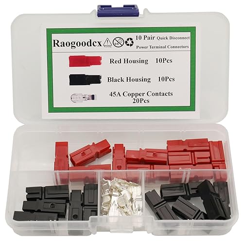 10 pares de desconexión rápida 45AMP 600V conector de alimentación Enchufe de batería+terminales rojo negro