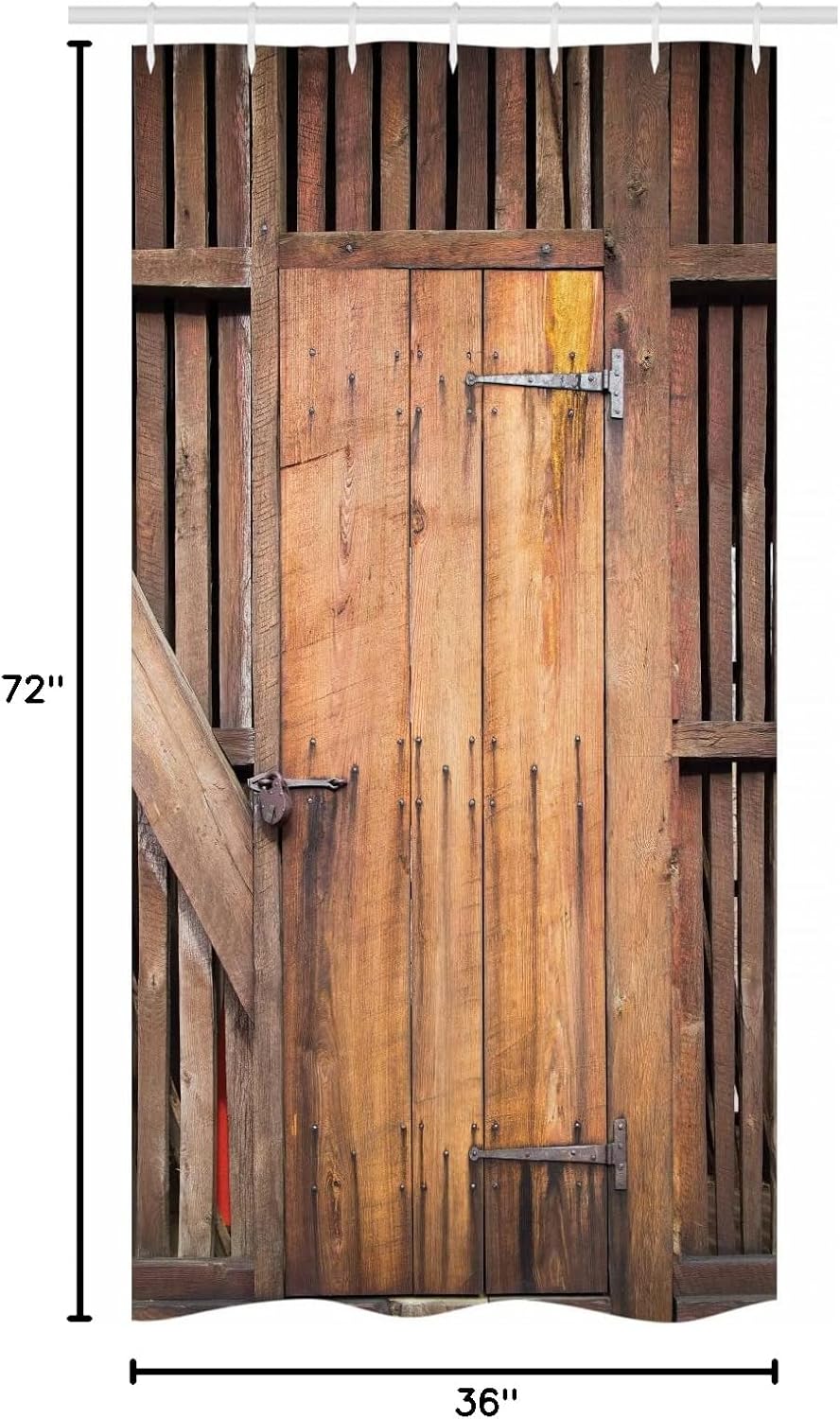 Ambesonne Rustic Stall Shower Curtain, Dated Simple Door Like in Construction Vertical Barns House Nobody Bohemian Print, Fabric Bathroom Decor Set with Hooks, 36" W x 72" L, Chocolate