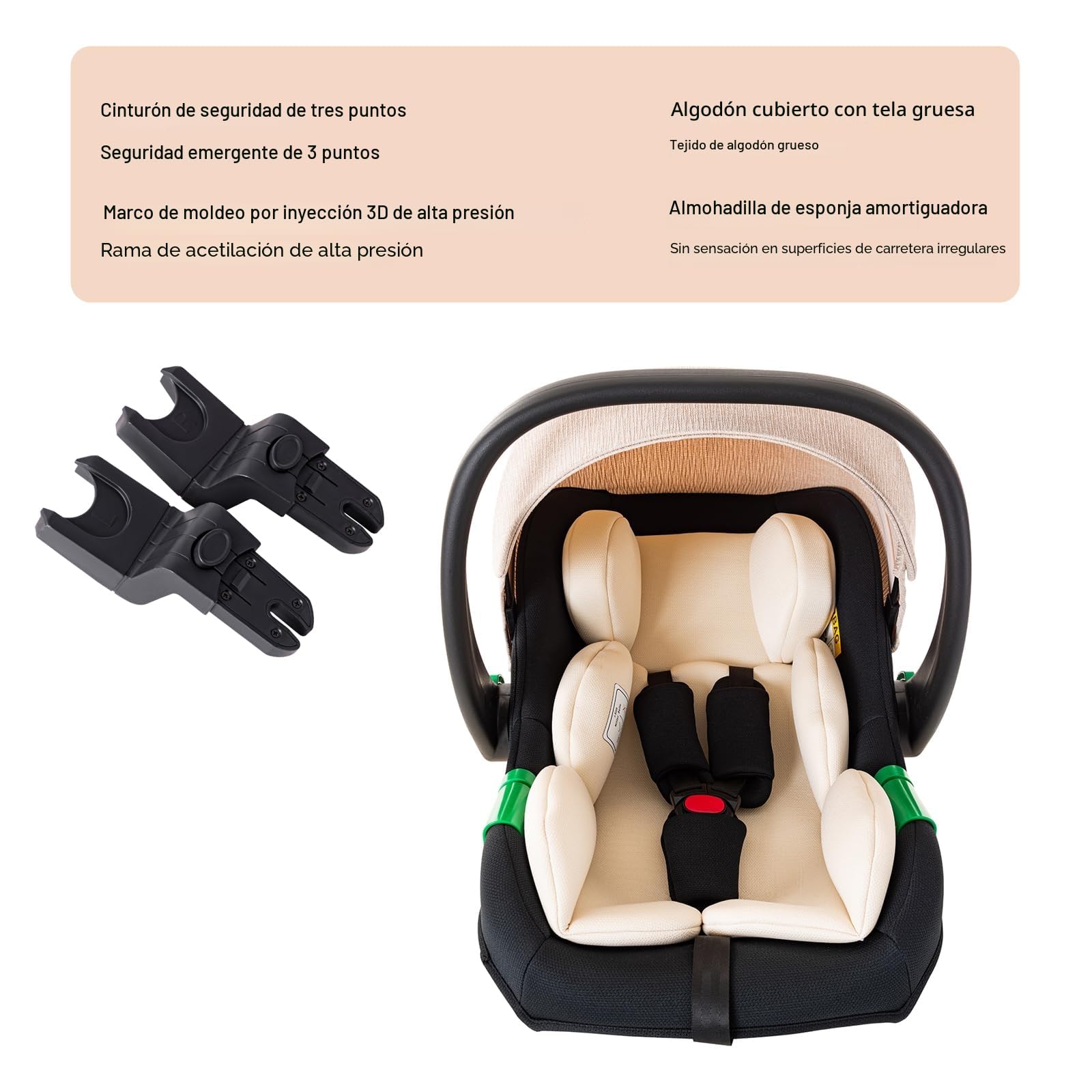 Cochecito 3 en 1 con sistema de viaje, estructura de aluminio, cochecito combinado, ligero y plegable para recién nacidos y niños pequeños de 0 a 36 meses desde el nacimient (RICEWHITE-N, D2)