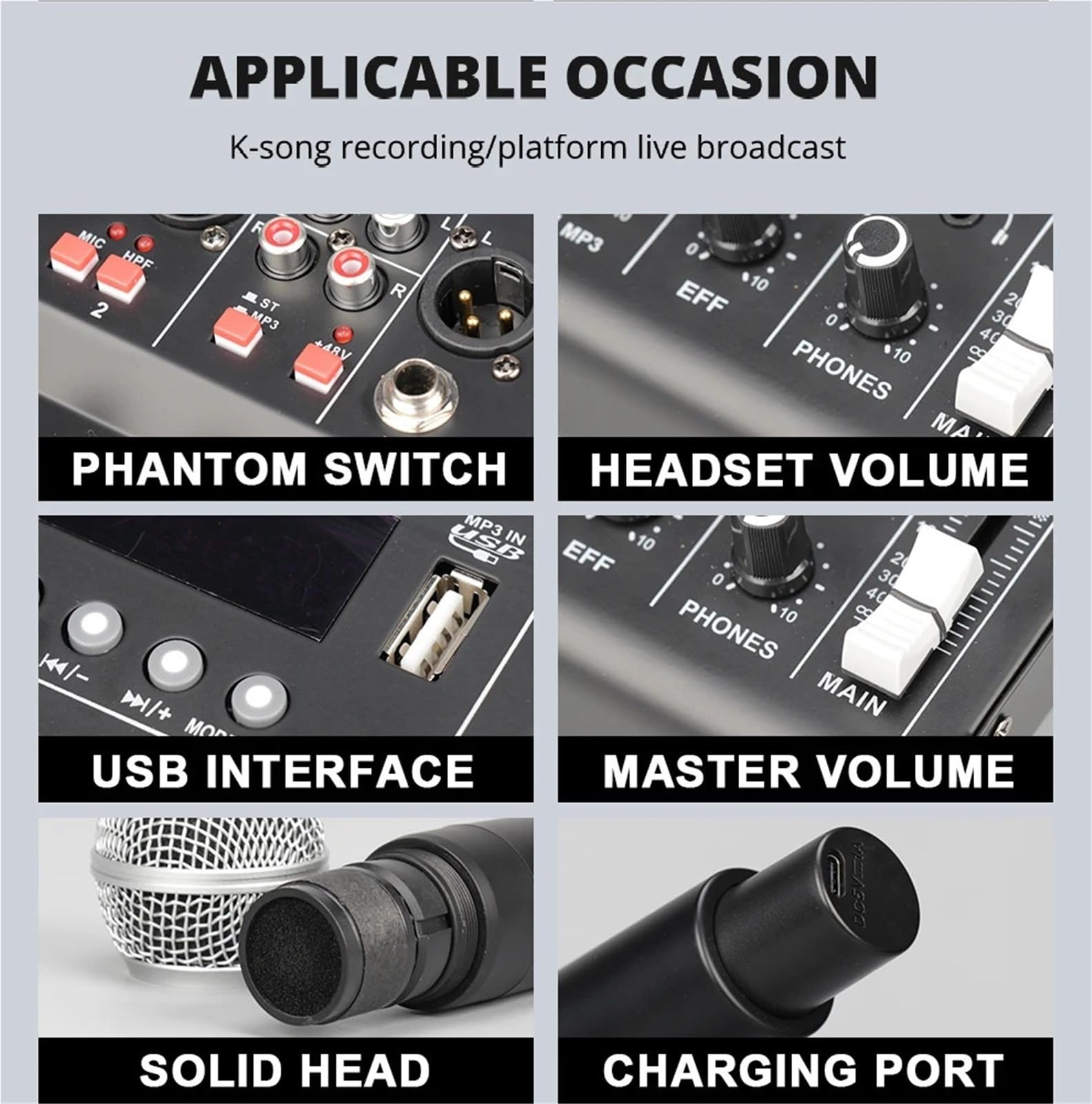 Controller DJ, Mixer a 4 canali, mixaggio DJ for, feste, studio di registrazione su computer(6-way)