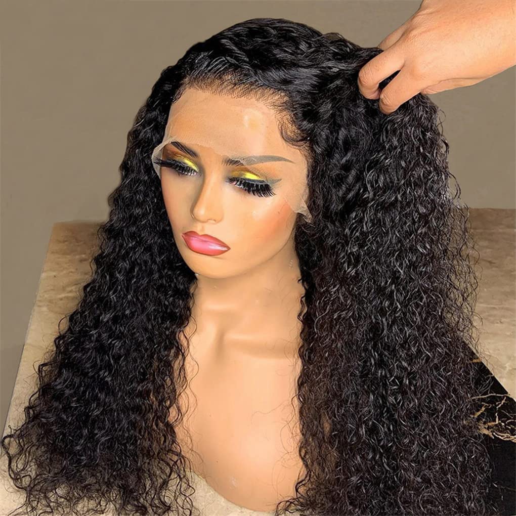 Kinky Curly Lace Closure Wig Frontal Wig Brazilian Deep Curly Lace Front Human Hair Wigs For Women 13x4 Lace Front Wig 180 Density 10 Inch