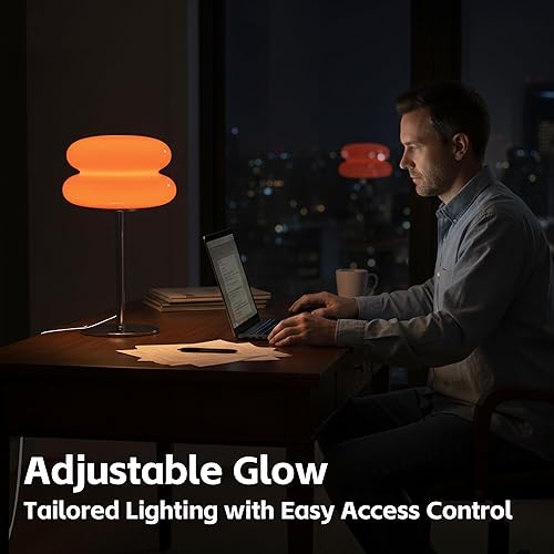 Miniatura 4 de Lámpara de hongo para dormitorio, lámpara medieval moderna de mesita de noche, luz retro regulable, decoración única de hongos para el hogar