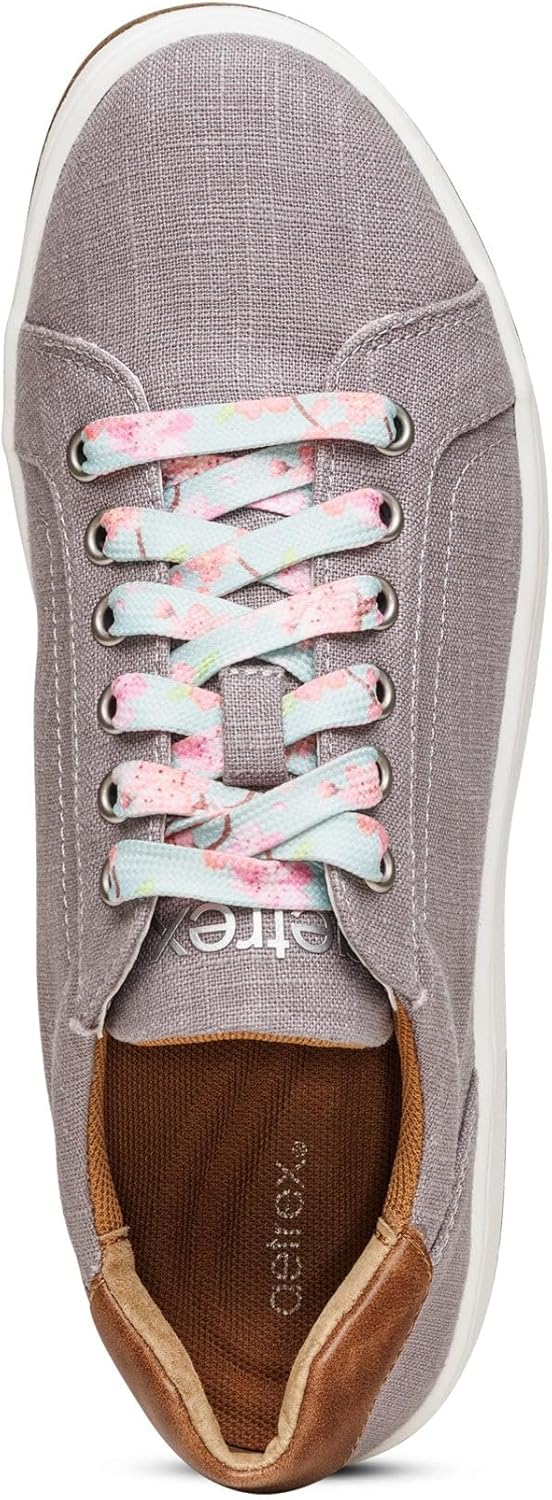 Aetrex Renee Orthopedic Lace Up Arch Support Inserts Super Soft Canvas Womens Sneakers - Plantar Fasciitis Shoes Lightweight Rubber Orthotic Shoes - Image 4