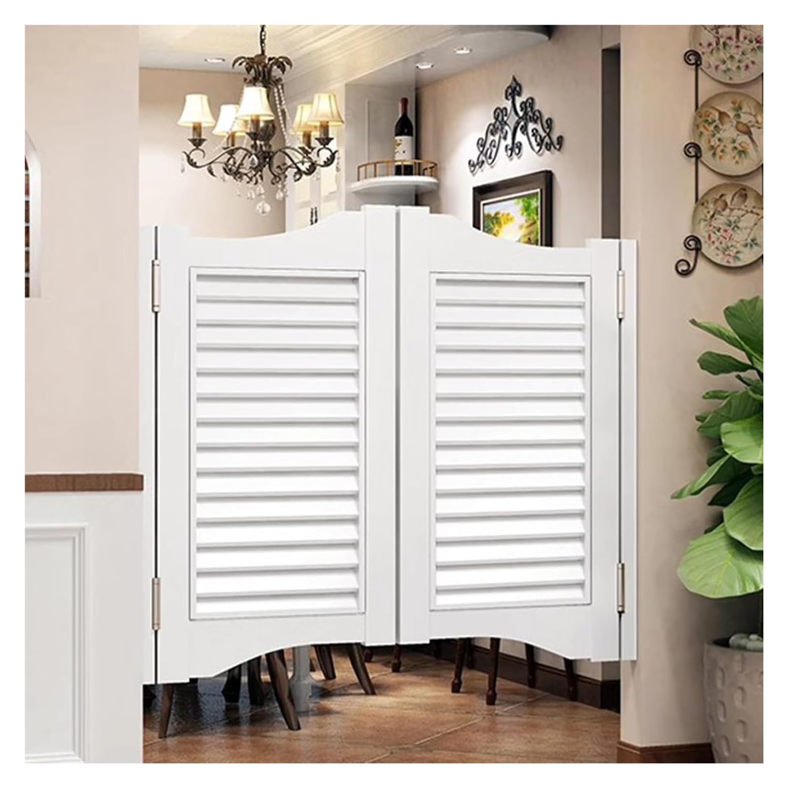 Porta a battente per bar, porta bianca per saloon per uso interno, divisorio a mezza vita, in legno, porte a battente per corridoi, larghezza 135 x altezza 90 cm