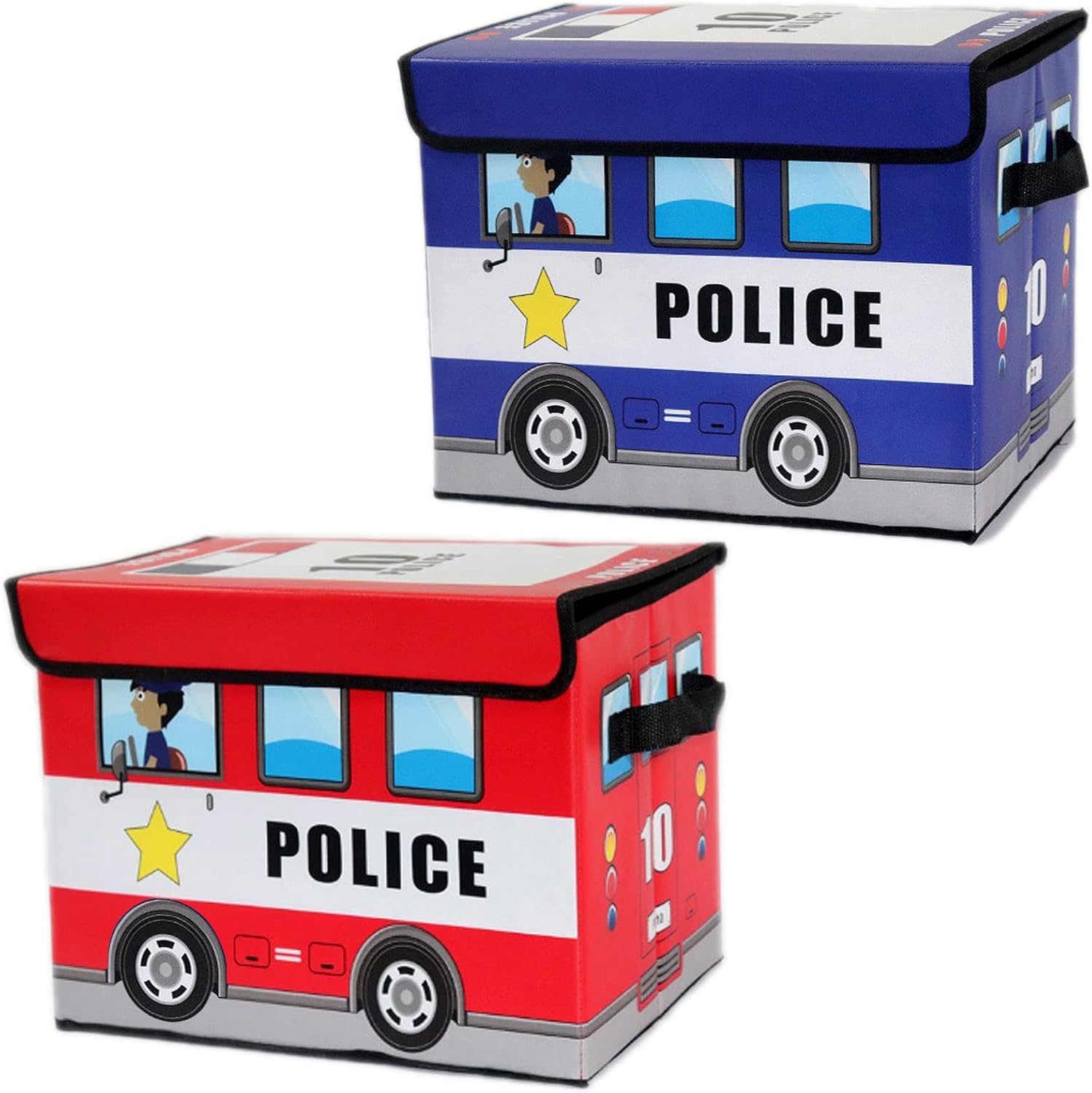 2-Pack Foldable Cartoon Storage Bins with Lids, 15x9.9x9.11 in Cute Cartoon Organizer Boxes, Dustproof Home Storage Containers