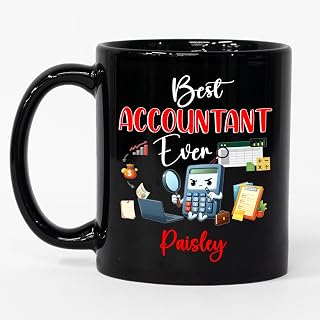 Best Accountant Ever Ceramic Coffee Mug, Customized Choose Name Accountants Coffee Cup Gift For Men Women Birthday Christmas, Personalized Accountant Finance Teacup 11 Oz 15 Oz, CPA Black Travel Mug