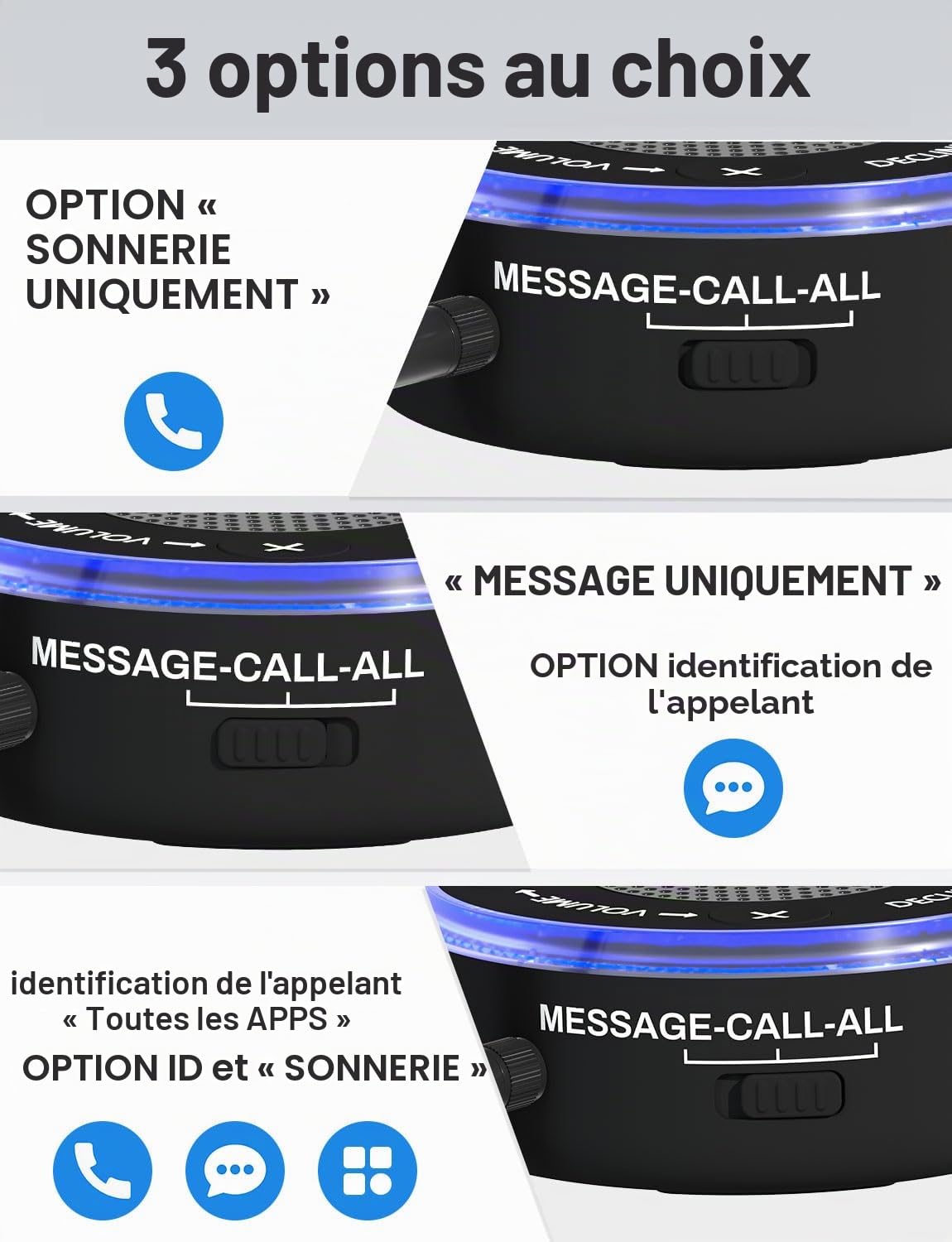 Amplificateur de sonnerie de téléphone portable 110 dB pour personnes âgées et malentendantes