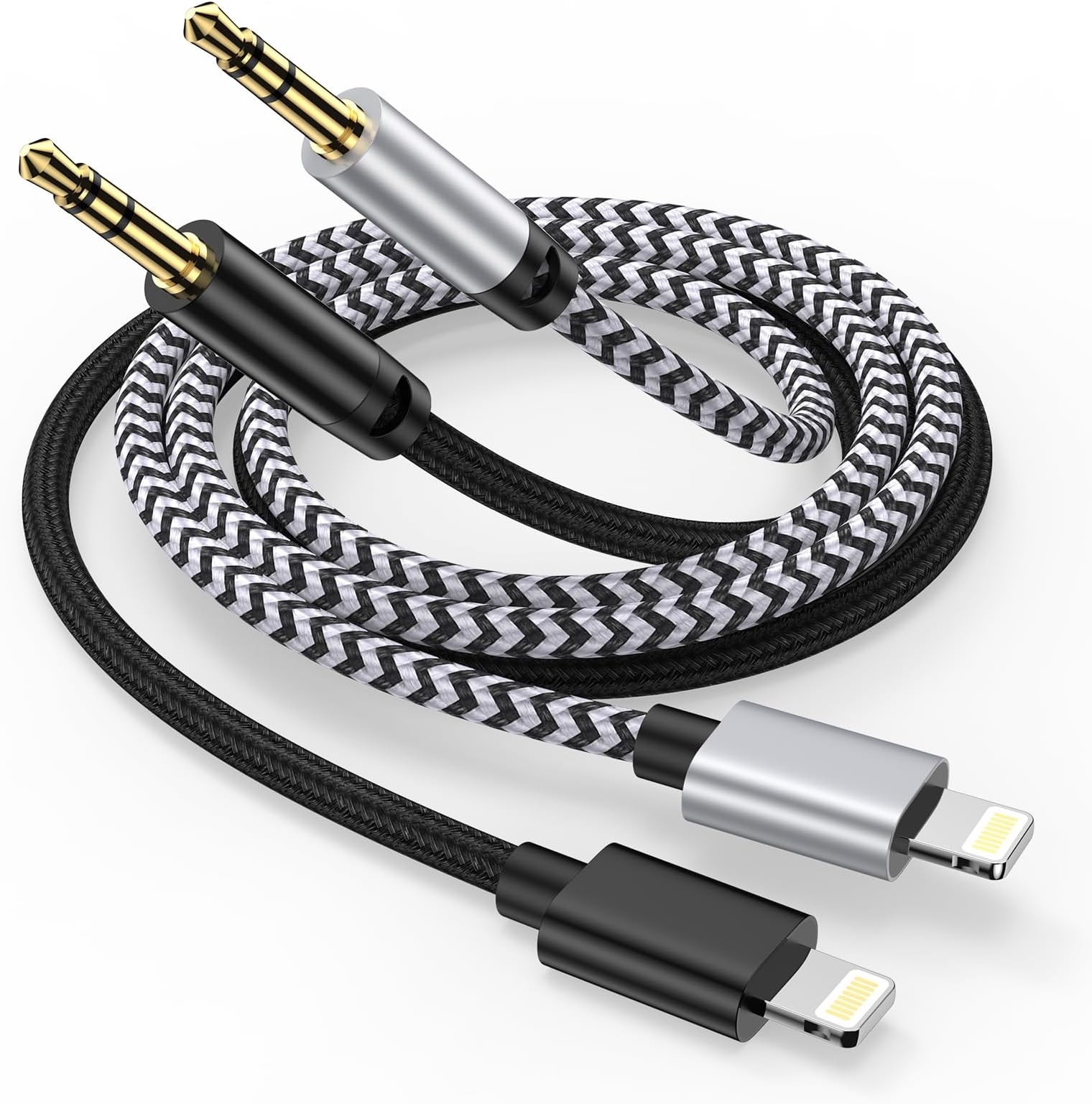 Gaef Aux Cable for iPhone in Car, 2Pack 3.5mm jack Aux to Lightning Cable Aux Lead for iPhone 14/14 Pro/14Pro Max/13/13 Pro/12/11/Pro/Xs/XR/X, for Car Stereo/Headphones/Speaker