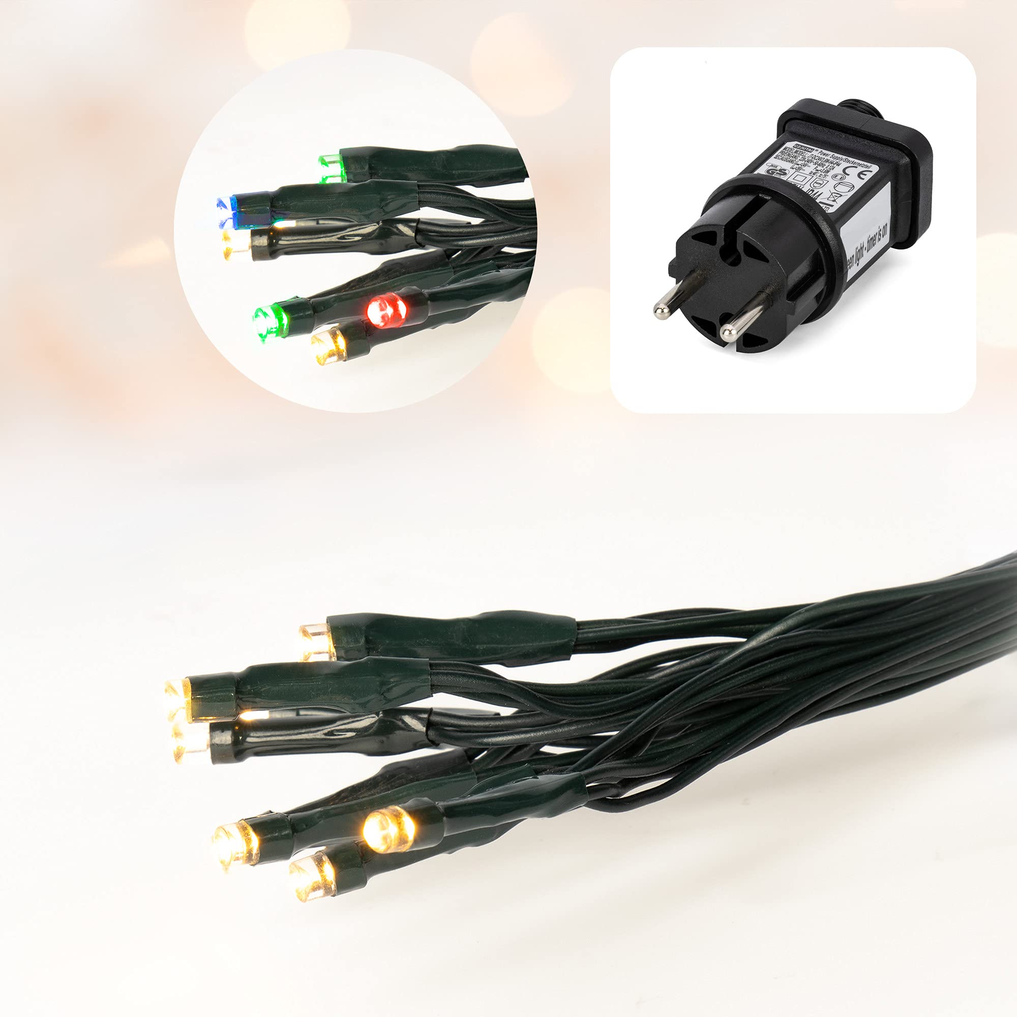 hellum-Lichternetz außen Buschbeleuchtung 200 warm-weiße/bunte (umschaltbar) LED 3x1,5m mit Timer für Balkon Hauswand Pavillon Garten für Party Weihnachten Hochzeit, 59 lm, für Innen + Außen 577051