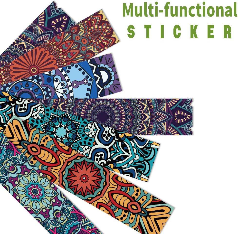 funlife 14 Strips Stair Riser Stickers Peel and Stick, Self Adhesive Vinyl Stair Risers Staircase Murals Decals Sticker Decor for Steps, 39.37"x7.09", Mandala Style
