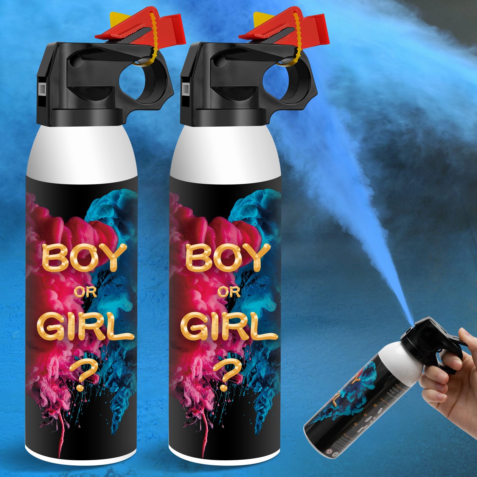 RISEMART (2 pièces bleu) Canon à fumigene Gender Reveal, avec poudre canons à confettis biodégradables à 100% pour Révélation fête prénatale Pour garçons et filles
