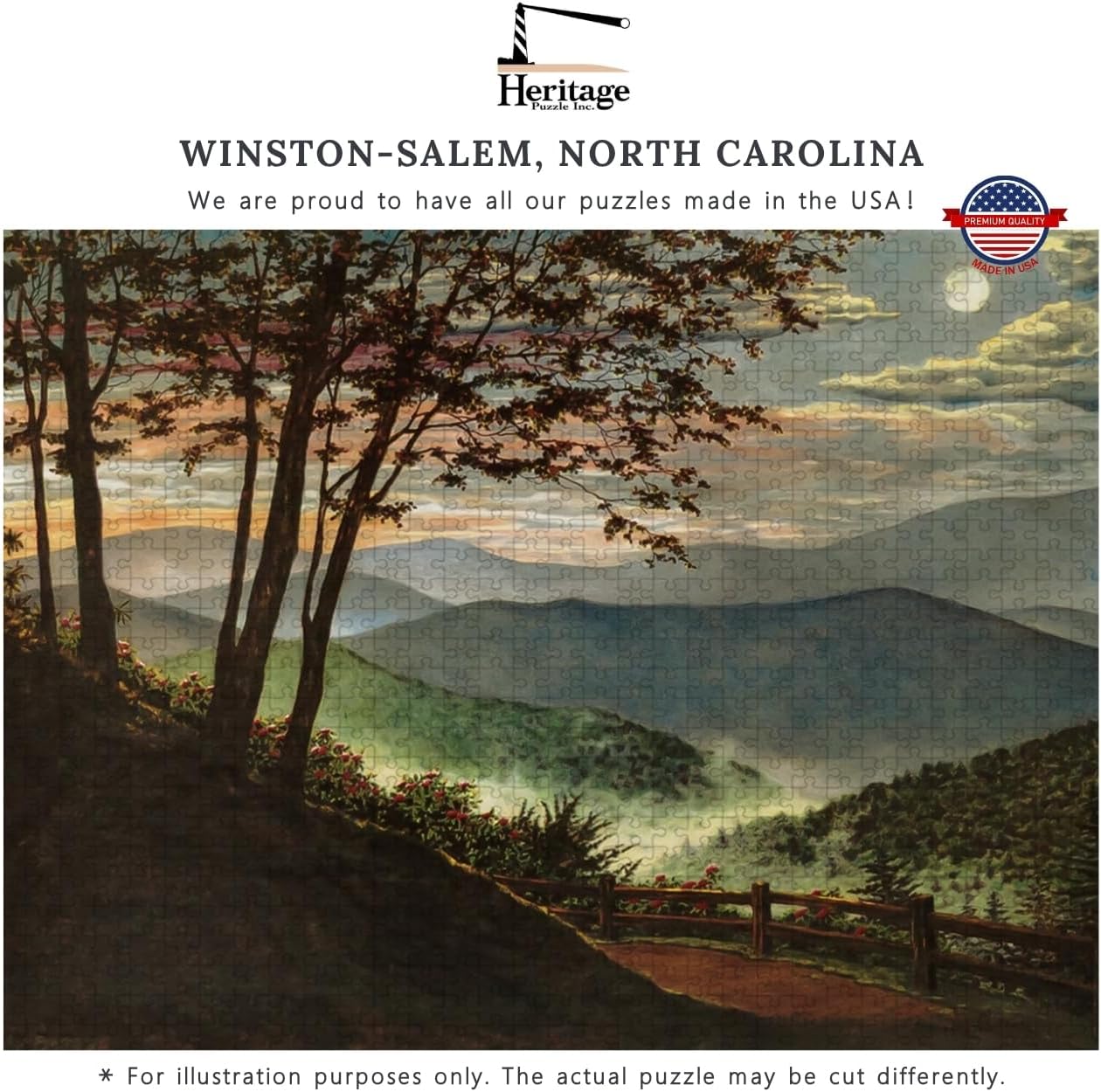 Heritage Puzzle - Smoky Mountain Twilight by Teresa Pennington - 550 Piece Puzzles for Adults - Scenic Mountain Landscape Jigsaw Puzzles - 18" x 24" Finished Size