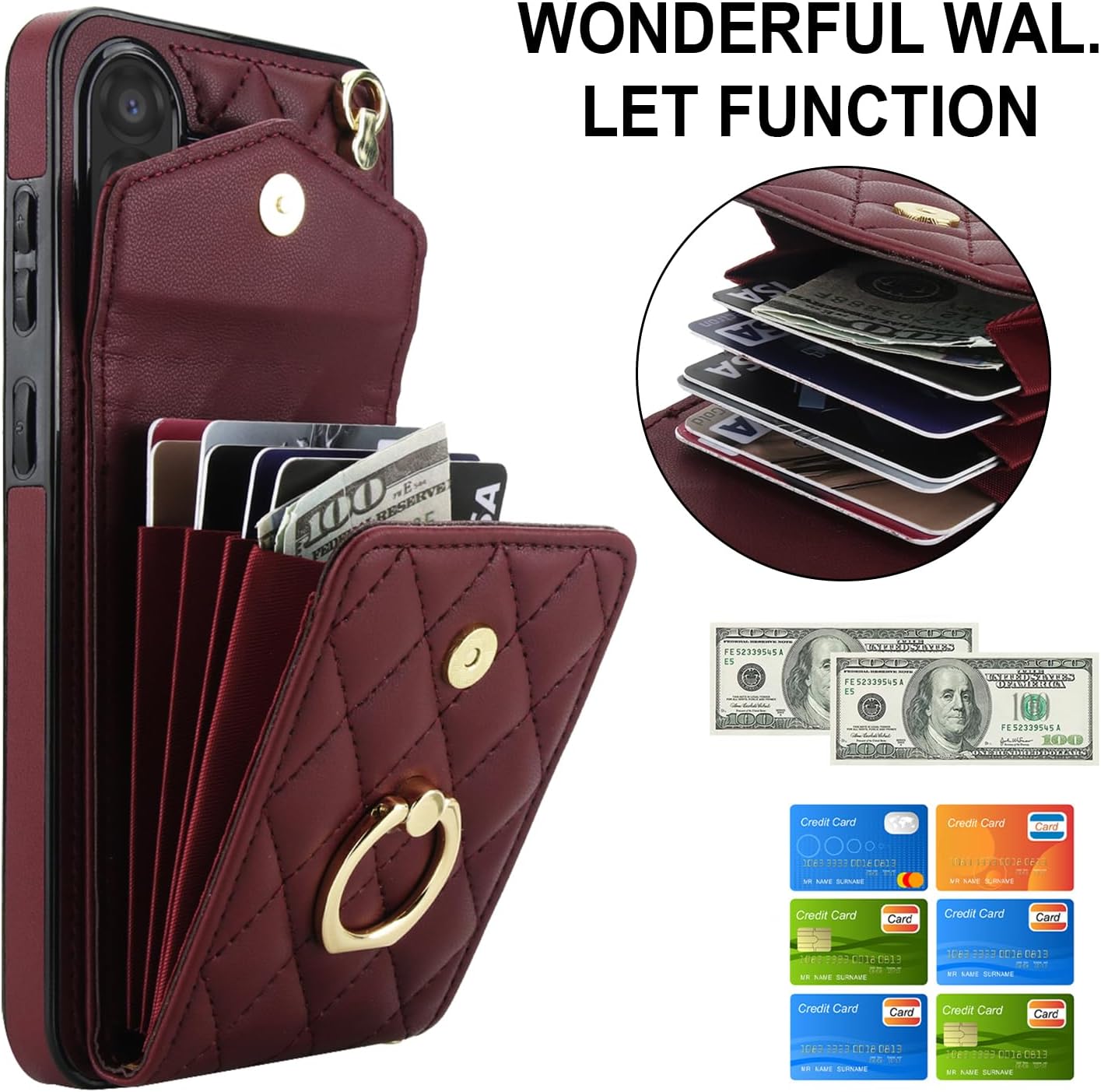 Asuwish Phone Case for Samsung Galaxy A17/A26 5G Wallet Cell Cover with Tempered Glass Screen Protector Crossbody Wrist Strap Ring RFID Blocking Card Holder A 17 26 17A 26A 4G Women Men Girls Wine Red