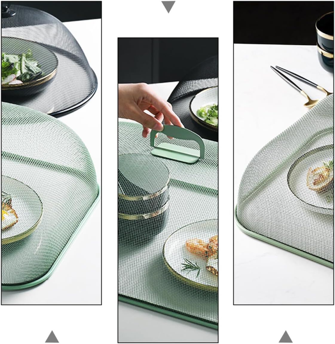 Green Iron Art Food Cover Tent Protector Practical Mesh Umbrella Screen for Leftovers for Bbqs Picnics and Camping