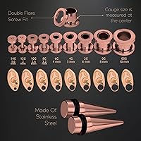 Vista 19 de BodyJ4You kit de 37 piezas de diferente calibre para dilatar perforaciones de oreja, aceite de jojoba, 14G-00G, acero quirúrgico Negro