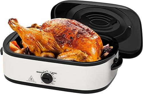 Miniatura 13 de Horno asador eléctrico de 14 cuartos de galón, horno asador de pavo, tapa de autofundación, bandeja extraíble, control de temperatura de rango