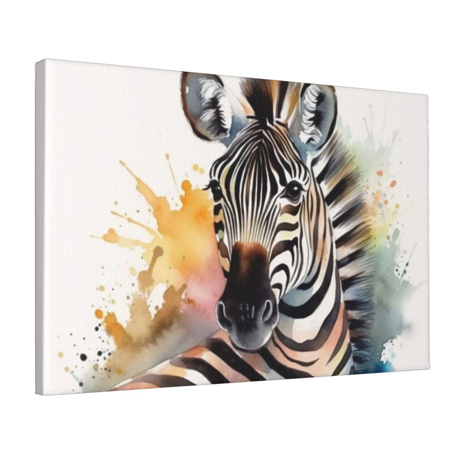 KLOPH Cute zebra watercolor Canvas Wall Art for Living Room 12"x18" Modern Artwork Painting for Bathroom Hanging Canvas Prints Aesthetic Wallart for Bedroom Kitchen Office Wall Decor
