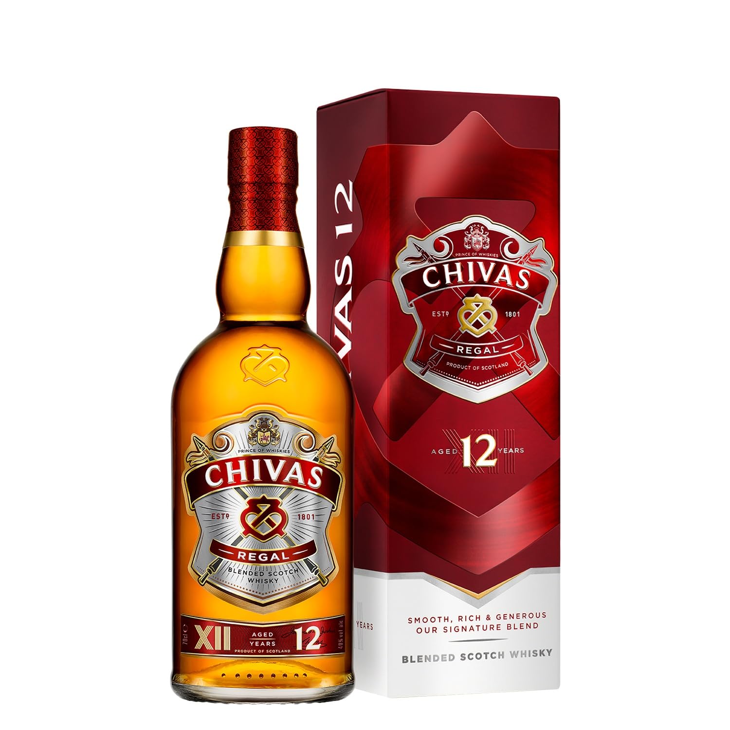 Chivas Regal12 Year Old Blended Scotch Whisky, 70 cl with Gift Box