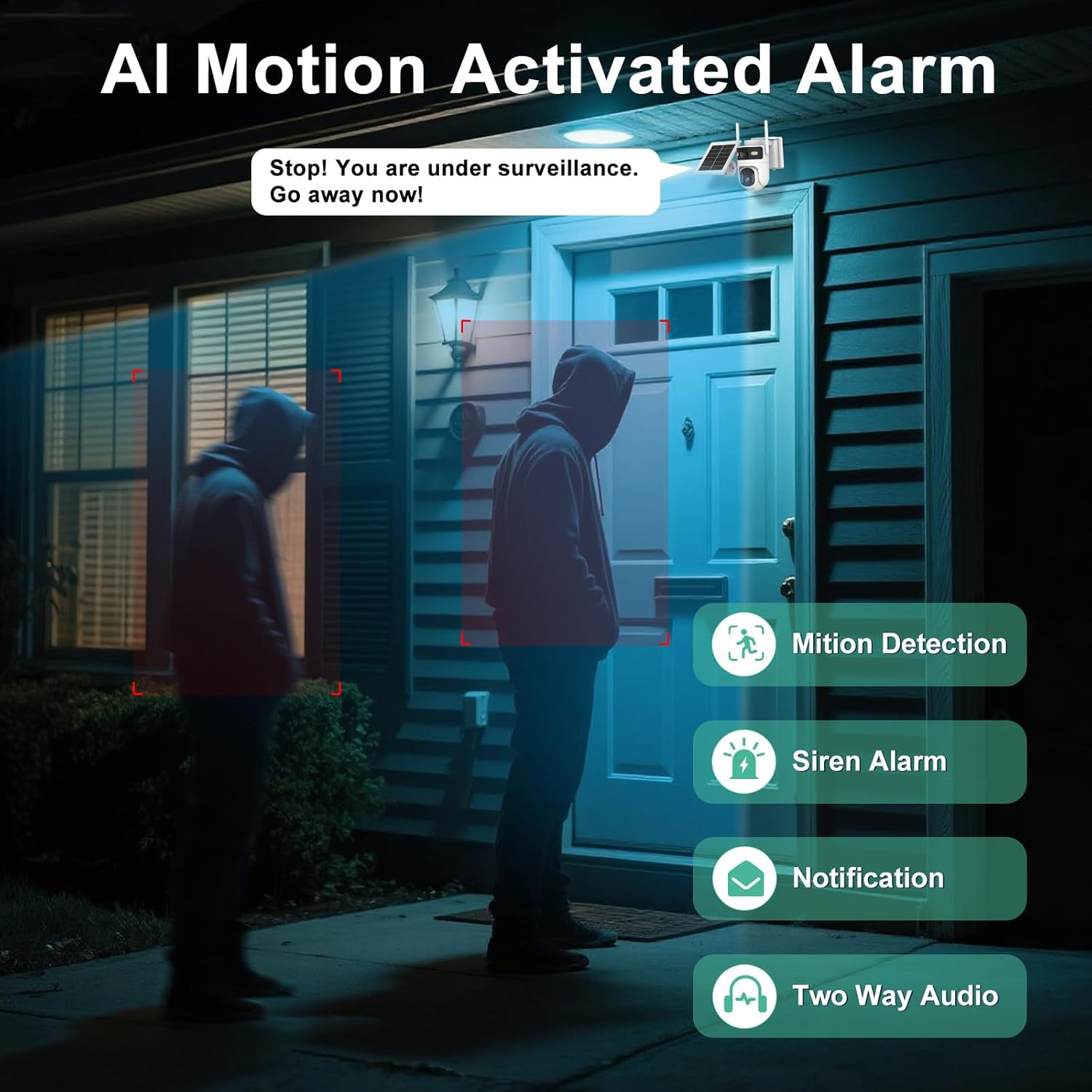 4G LTE Cellular Security Camera Dual Lens Outdoor,180-Day Unlimited Data,2K Wireless Solar Security Camera,360° Pan and Tilt,PIR Motion,Sensor Color Night Vision,Built-in VSIM,64GB SD Card - Image 8