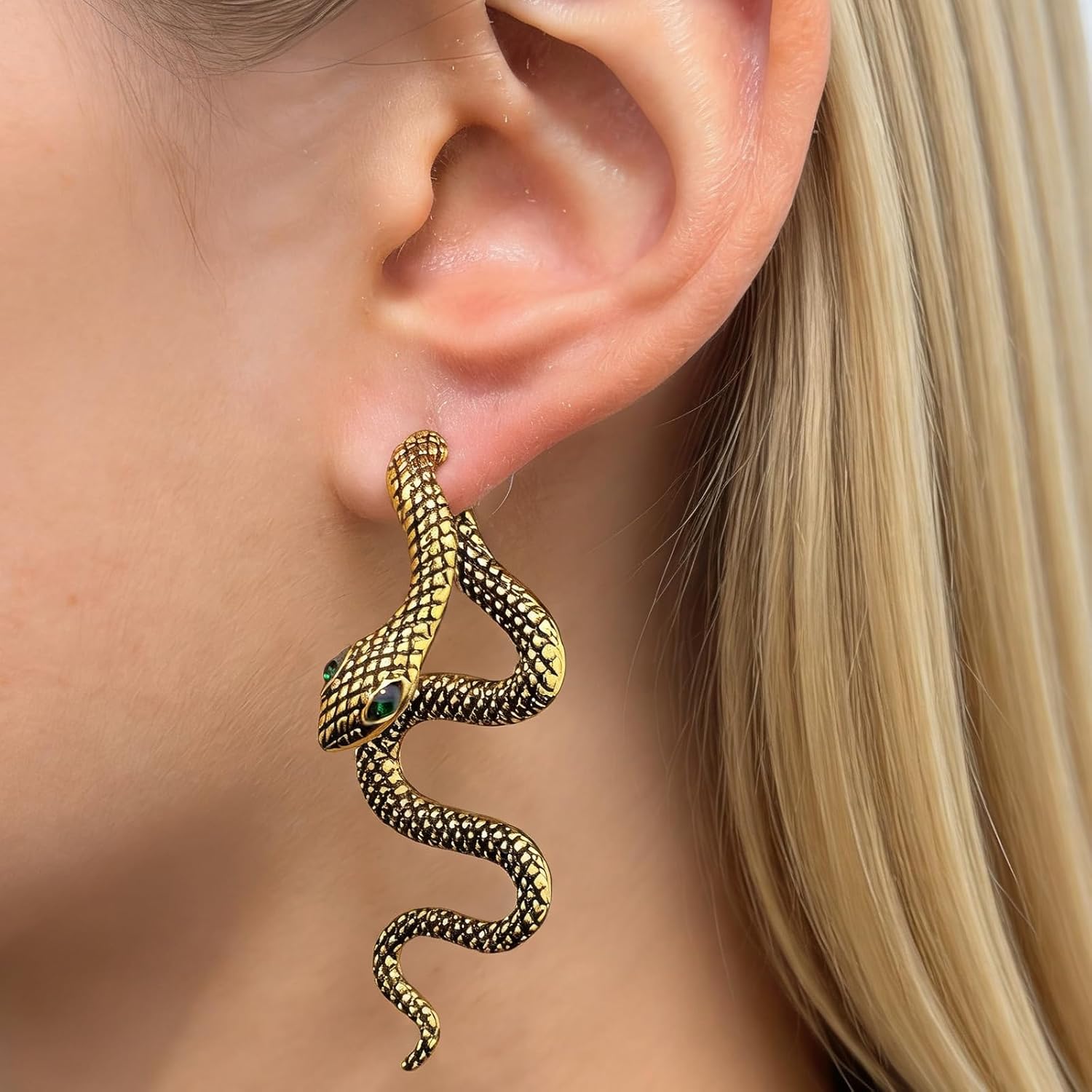 Snake Earrings for Women Gothic Punk Front Back Snake Stud Earrings Snake Accessories - Image 2