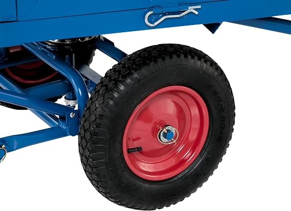 Turntable Trolley, Heavy Duty 1000kg Weight Capacity Blue Steel Site Platform Hand Truck Cart on Pneumatic Wheels with Ergonomic Handle (Mesh Cage)